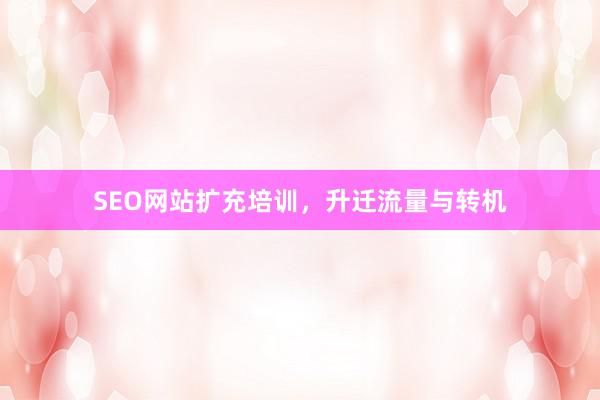 SEO网站扩充培训，升迁流量与转机